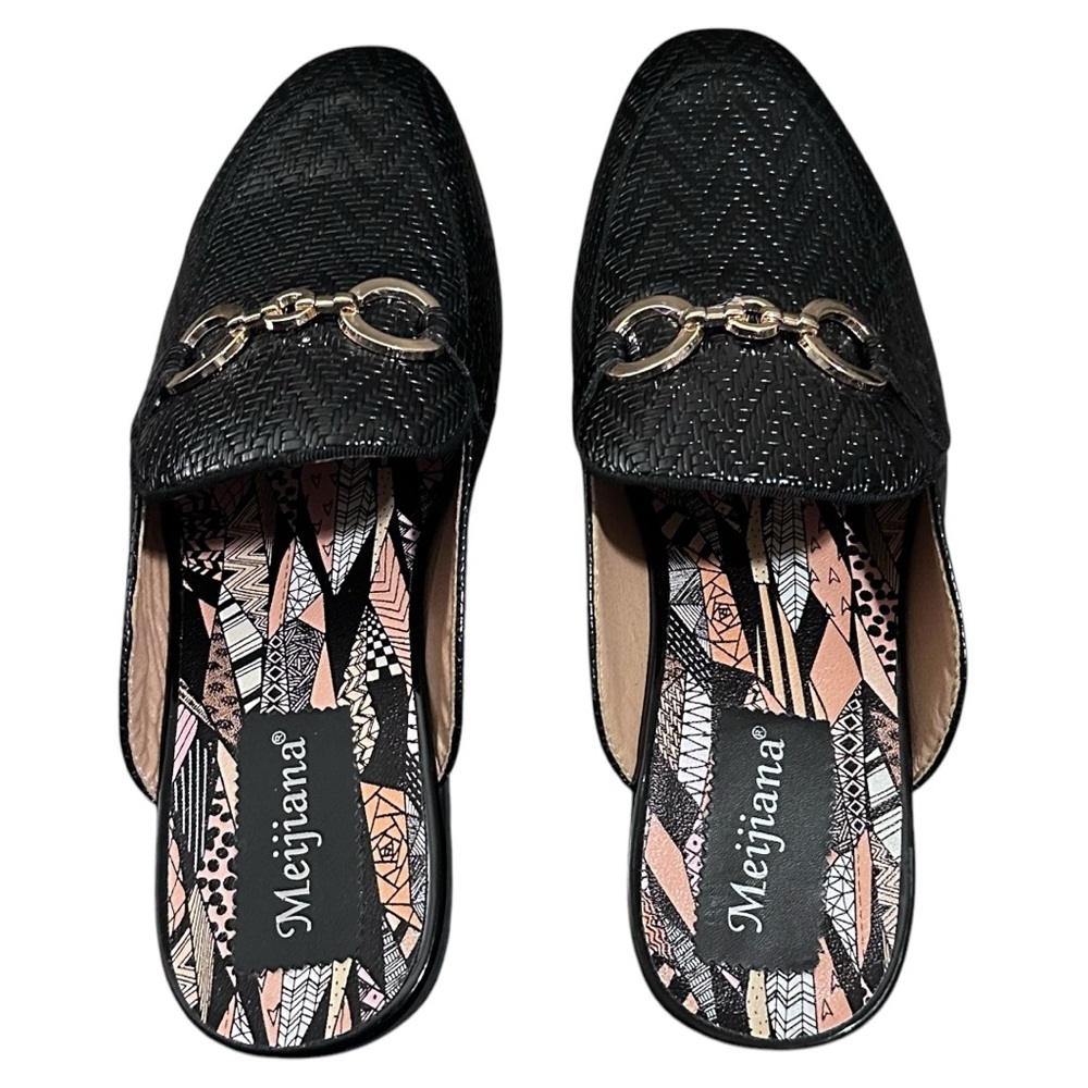 Meijiana men’s slippers slip-on loafers leather formal wear-open back sz: 9